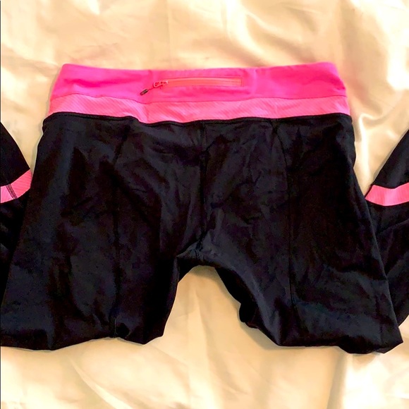 Lululemon size 10 running capris pink stripe - Picture 3 of 7